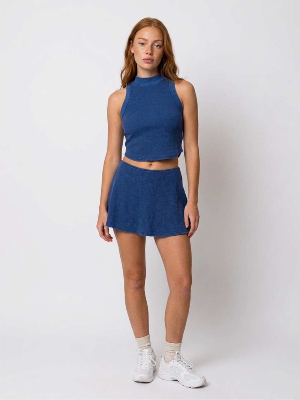 🛜 La Biz Women’s Cobalt Blue Textured Mini Dress Set | Tank: Lg, Skort: Med - Picture 7 of 8
